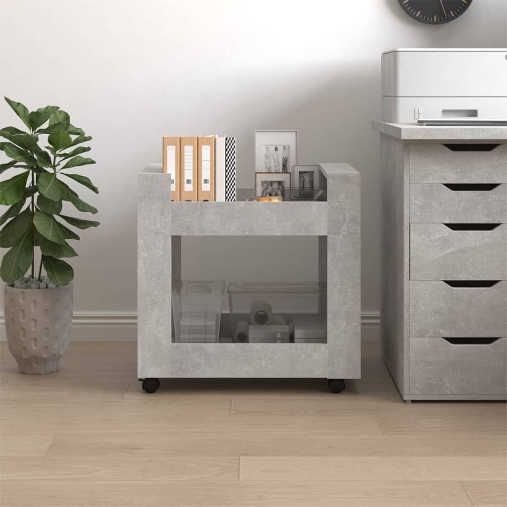 vidaXL Bürowagen Betongrau 60x45x60 cm Holzwerkstoff