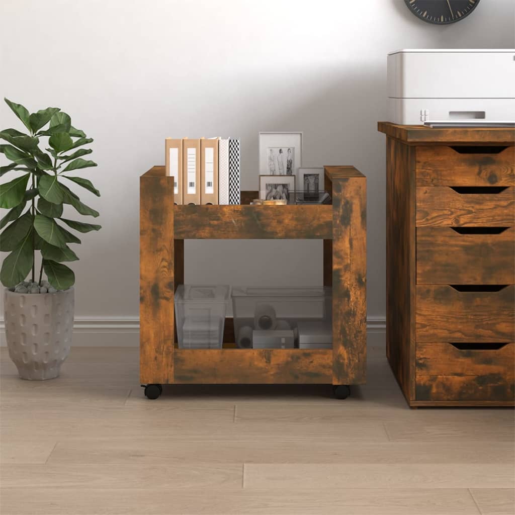 vidaXL Bürowagen Räuchereiche 60x45x60 cm Holzwerkstoff