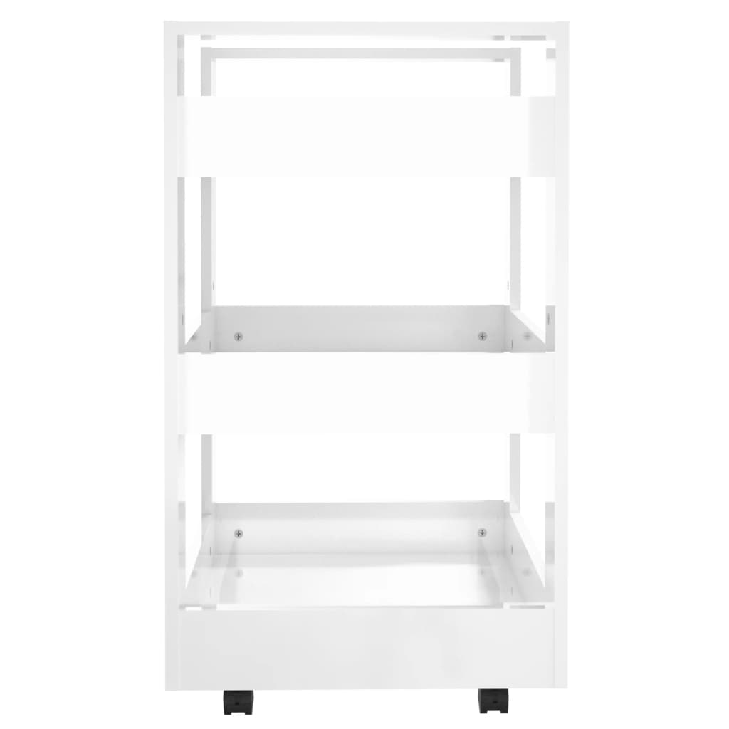 vidaXL Küchenwagen Hochglanz-Weiß 60x45x80 cm Holzwerkstoff