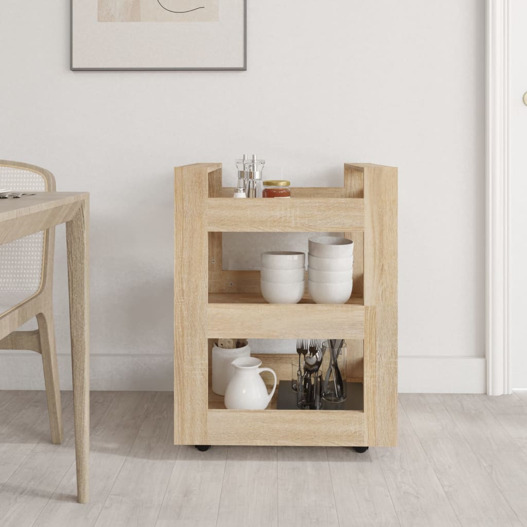 vidaXL Küchenwagen Sonoma-Eiche 60x45x80 cm Holzwerkstoff