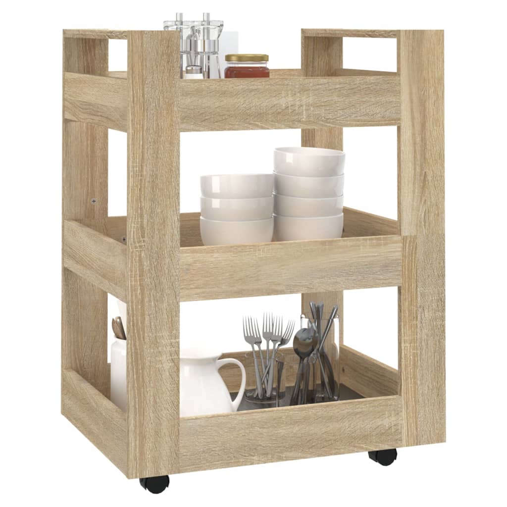 vidaXL Küchenwagen Sonoma-Eiche 60x45x80 cm Holzwerkstoff