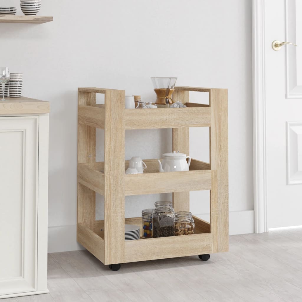 vidaXL Küchenwagen Sonoma-Eiche 60x45x80 cm Holzwerkstoff