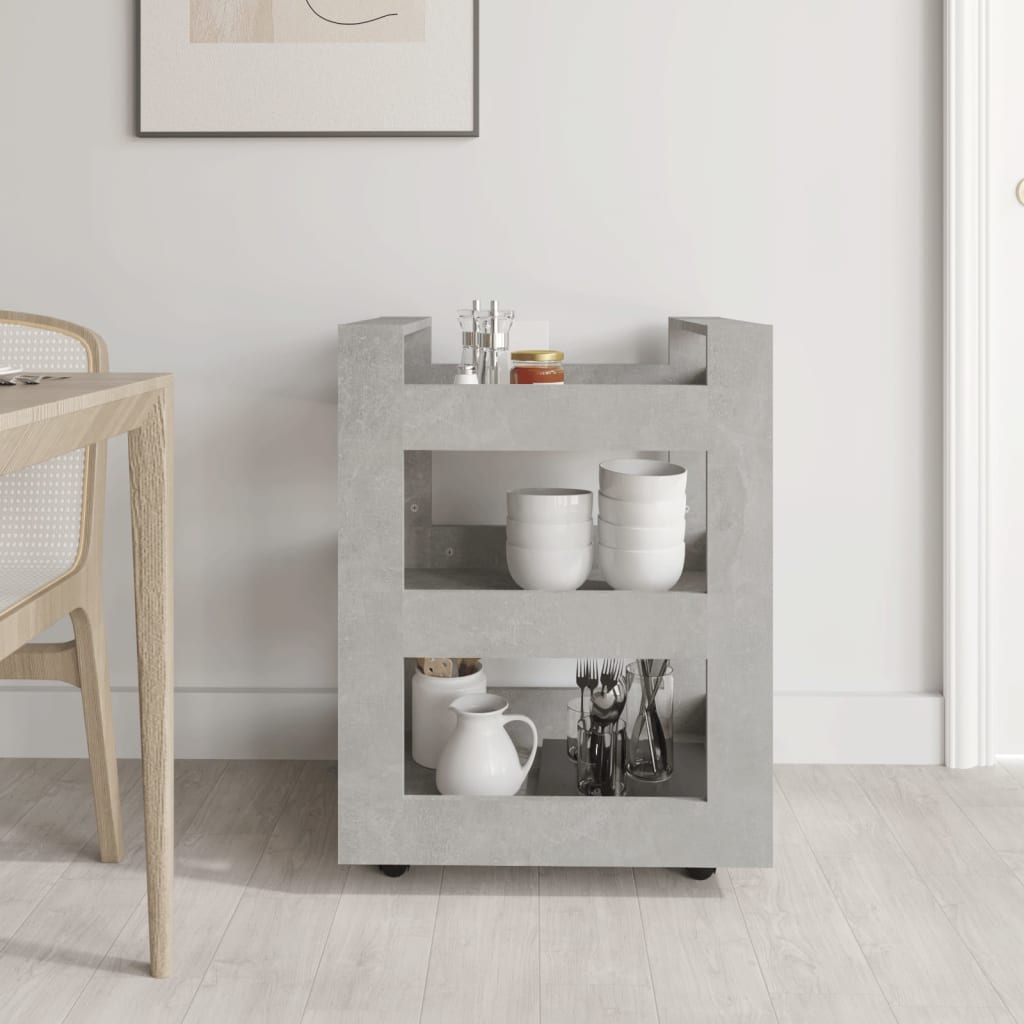 vidaXL Küchenwagen Betongrau 60x45x80 cm Holzwerkstoff