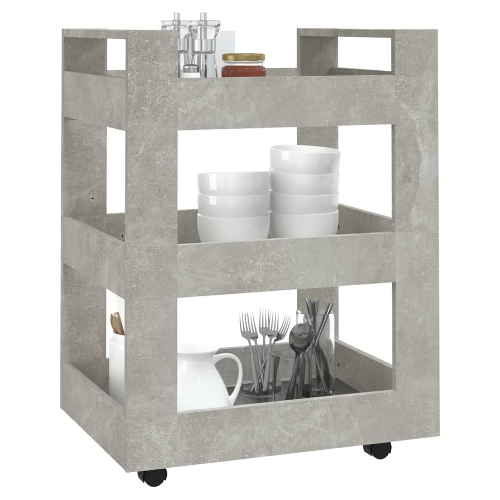 vidaXL Küchenwagen Betongrau 60x45x80 cm Holzwerkstoff
