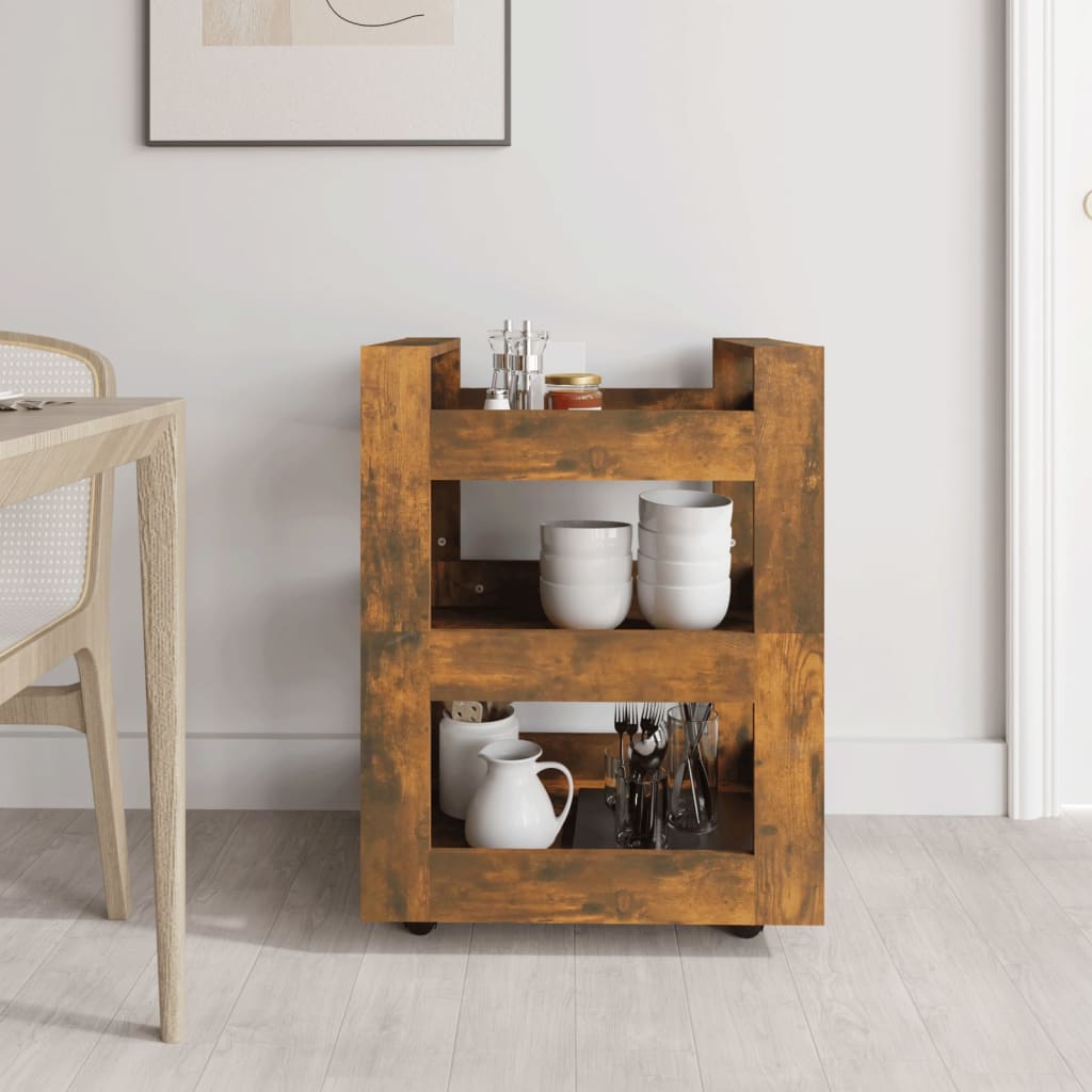 vidaXL Küchenwagen Räuchereiche 60x45x80 cm Holzwerkstoff