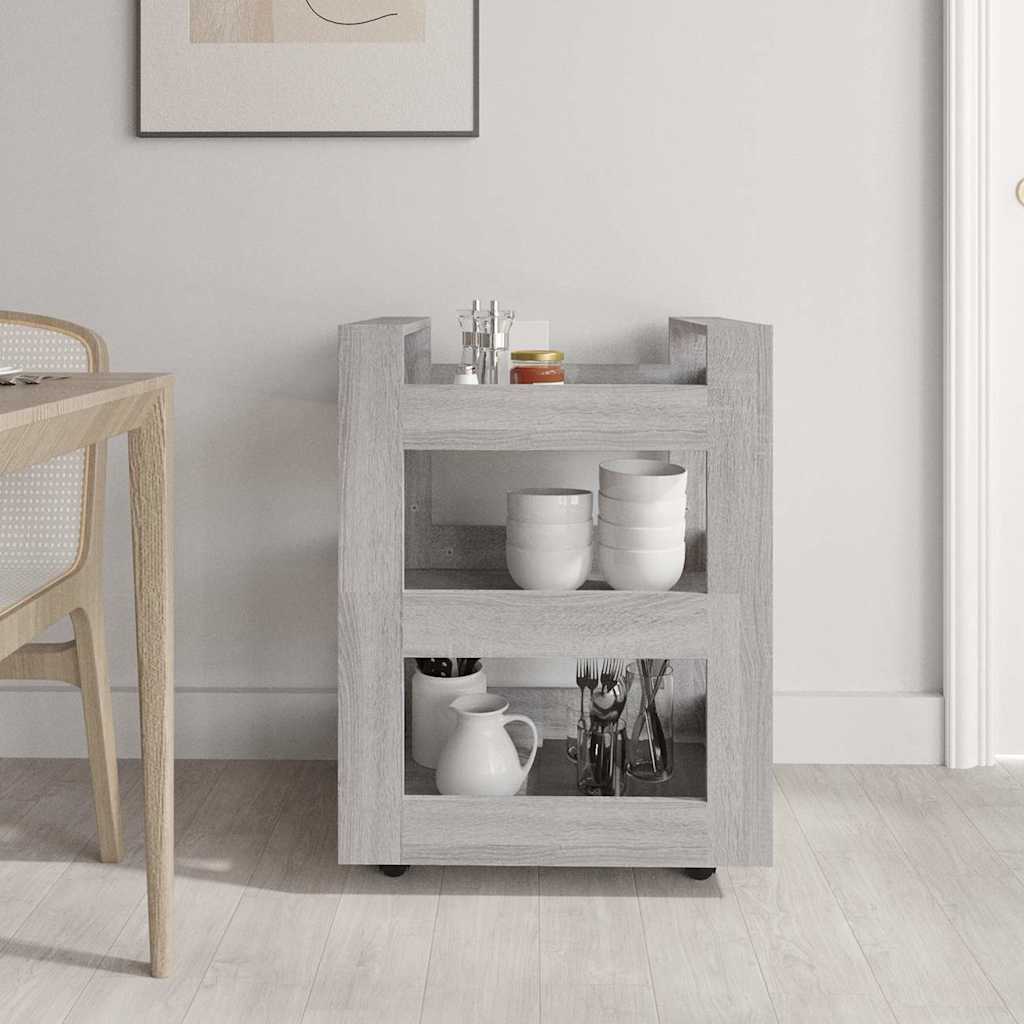 vidaXL Küchenwagen Grau Sonoma 60x45x80 cm Holzwerkstoff