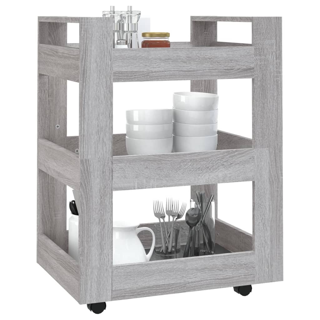 vidaXL Küchenwagen Grau Sonoma 60x45x80 cm Holzwerkstoff