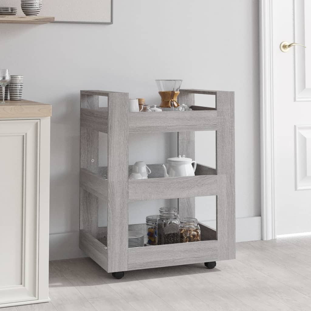 vidaXL Küchenwagen Grau Sonoma 60x45x80 cm Holzwerkstoff