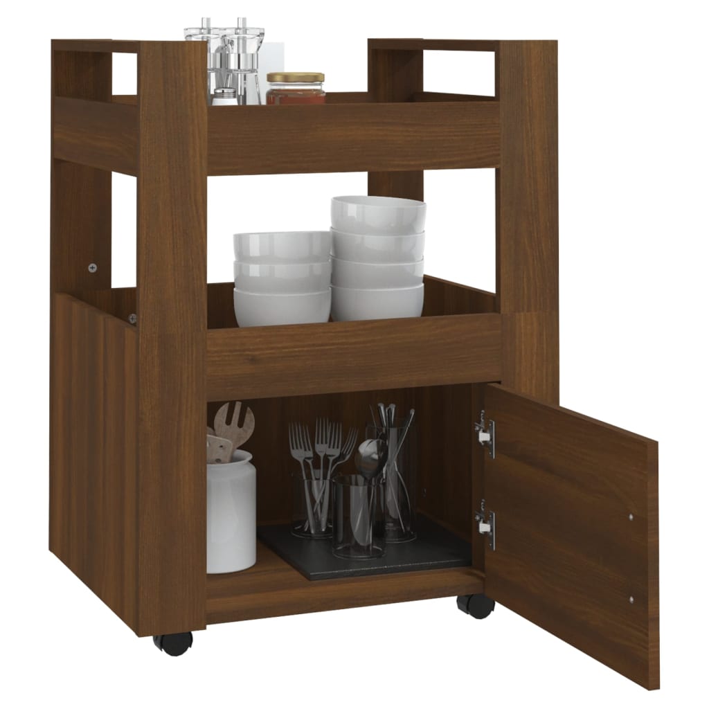 vidaXL Küchenwagen Braun Eichen-Optik 60x45x80 cm Holzwerkstoff