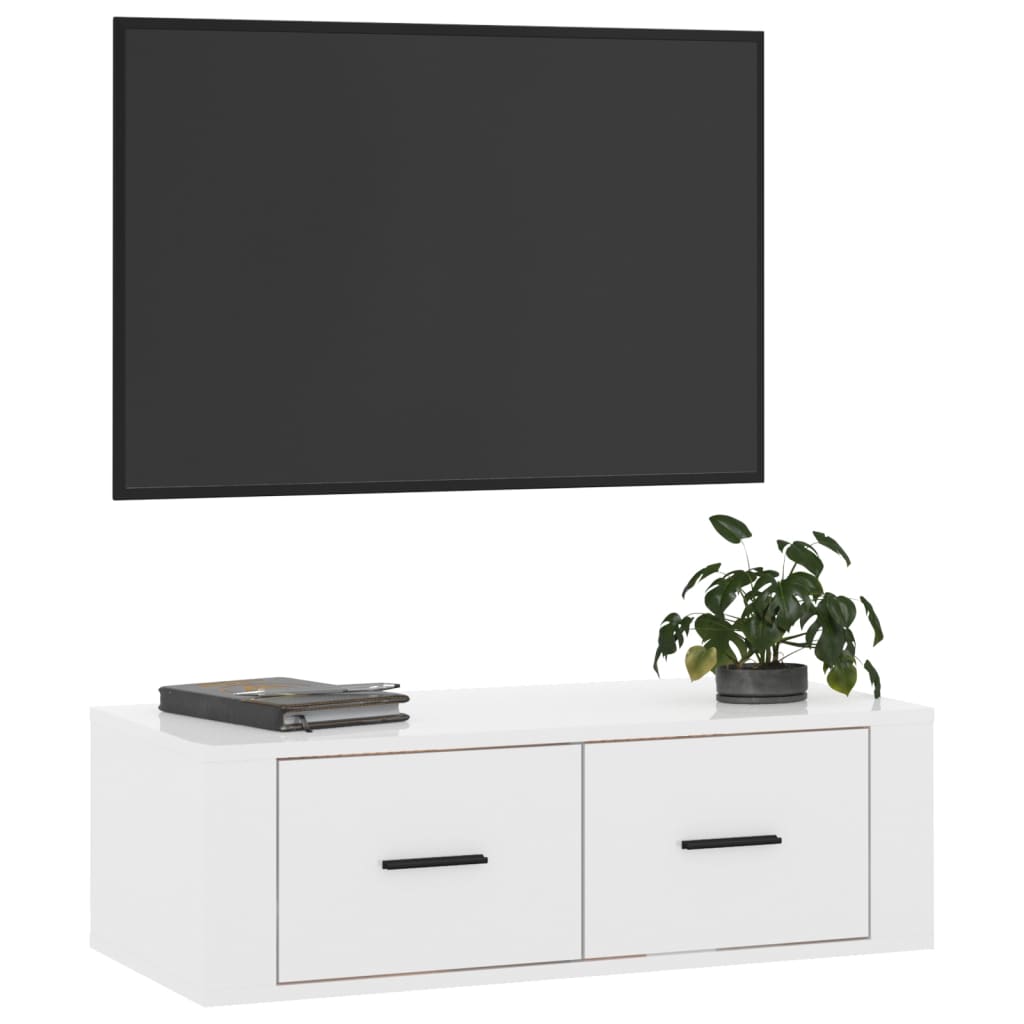 vidaXL TV-Wandschrank Hochglanz-Weiß 80x36x25 cm Holzwerkstoff