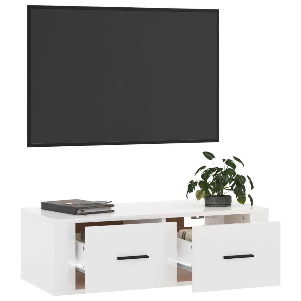 vidaXL TV-Wandschrank Hochglanz-Weiß 80x36x25 cm Holzwerkstoff