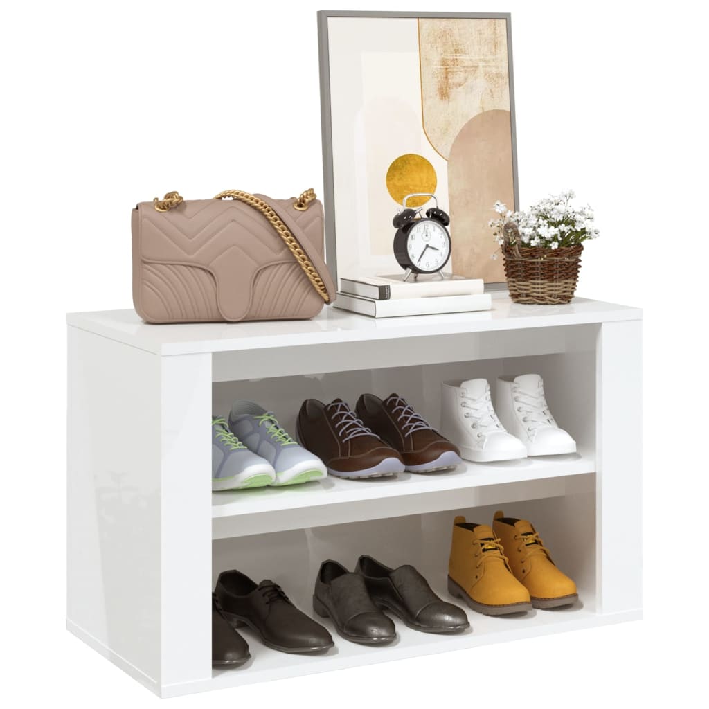 vidaXL Schuhregal Hochglanz-Weiß 75x35x45 cm Holzwerkstoff