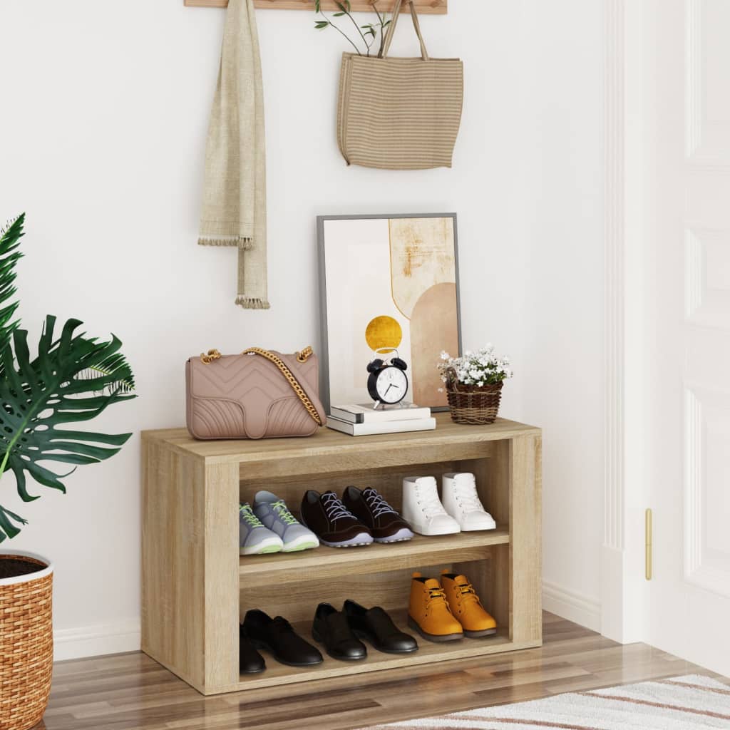 vidaXL Schuhregal Sonoma-Eiche 75x35x45 cm Holzwerkstoff