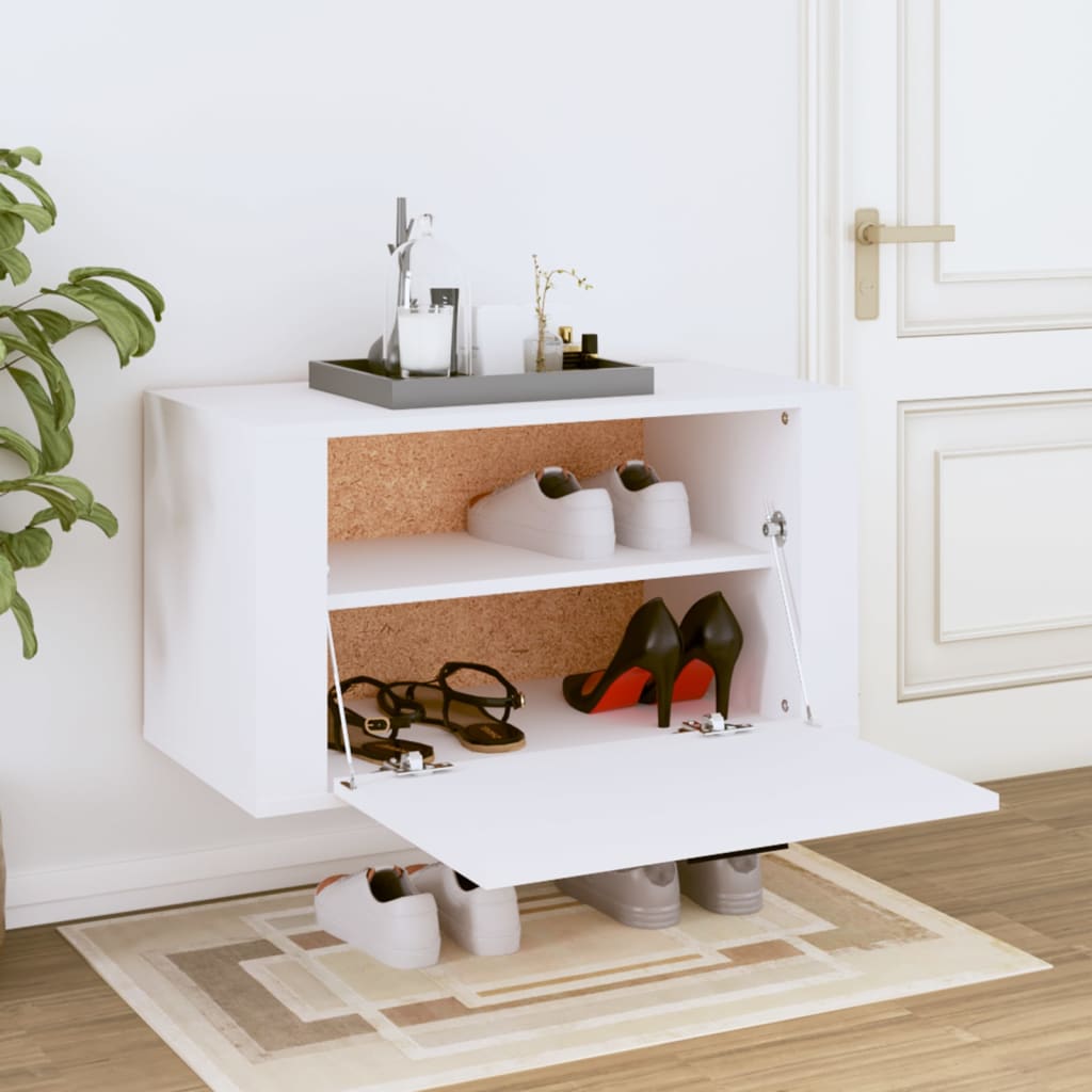 vidaXL Wand-Schuhschrank Weiß 70x35x38 cm Holzwerkstoff