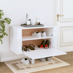 vidaXL Wand-Schuhschrank Hochglanz-Weiß 70x35x38 cm Holzwerkstoff