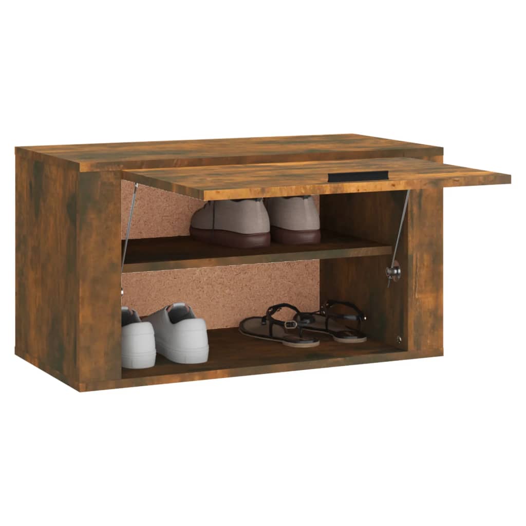 vidaXL Wand-Schuhschrank Räuchereiche 70x35x38 cm Massivholz Kiefer