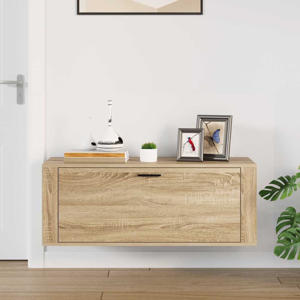 vidaXL Wand-Schuhschrank Sonoma-Eiche 100x35x38 cm Holzwerkstoff