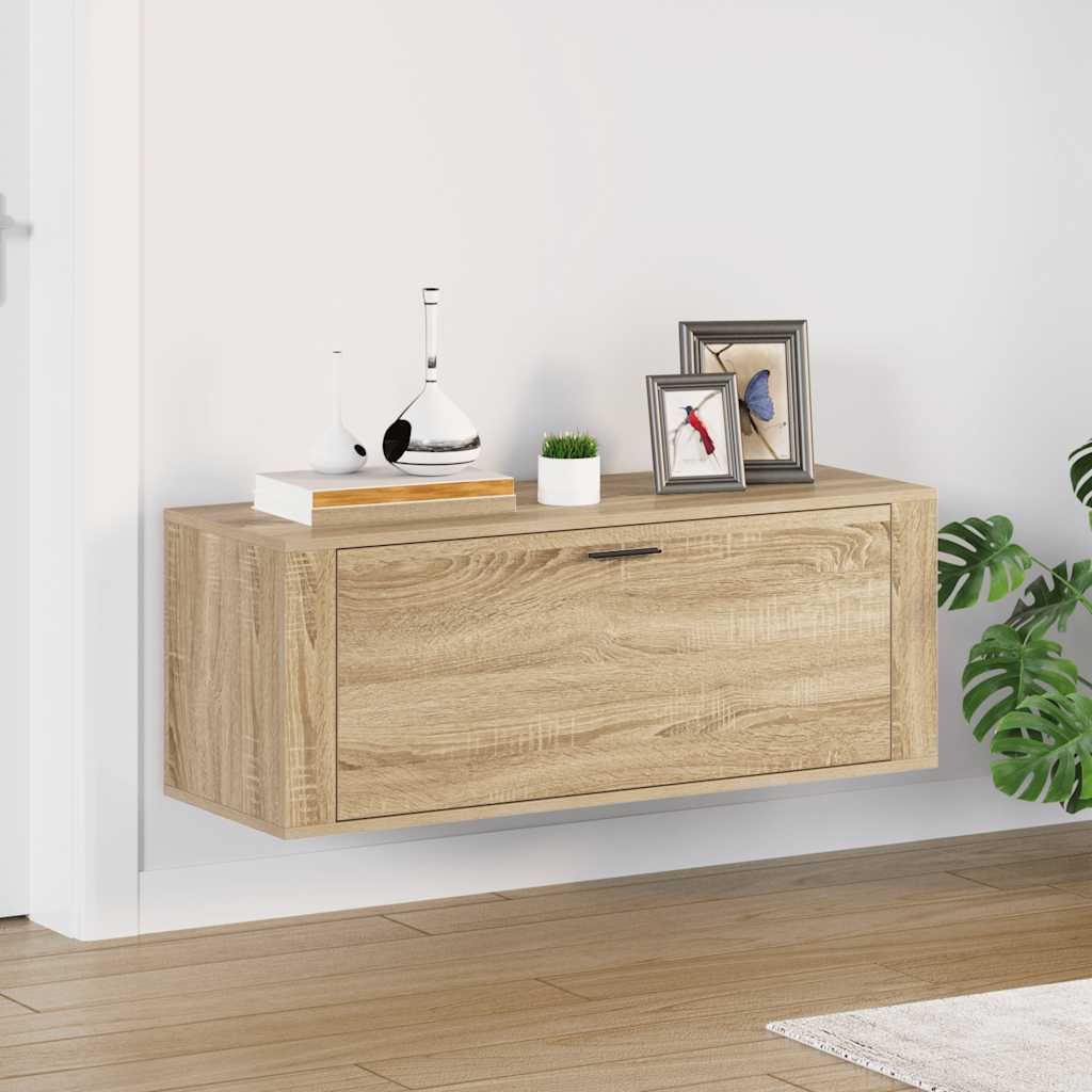 vidaXL Wand-Schuhschrank Sonoma-Eiche 100x35x38 cm Holzwerkstoff