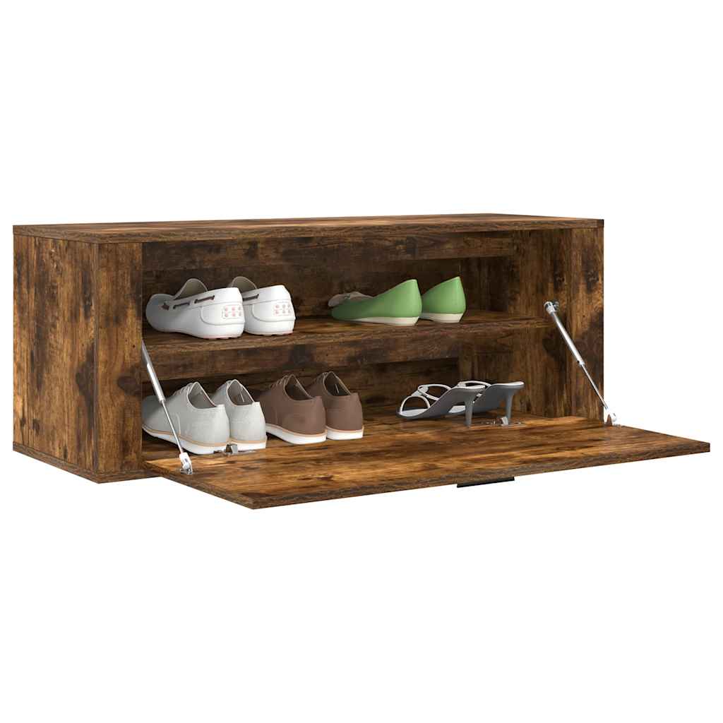 vidaXL Wand-Schuhschrank Räuchereiche 100x35x38 cm Holzwerkstoff