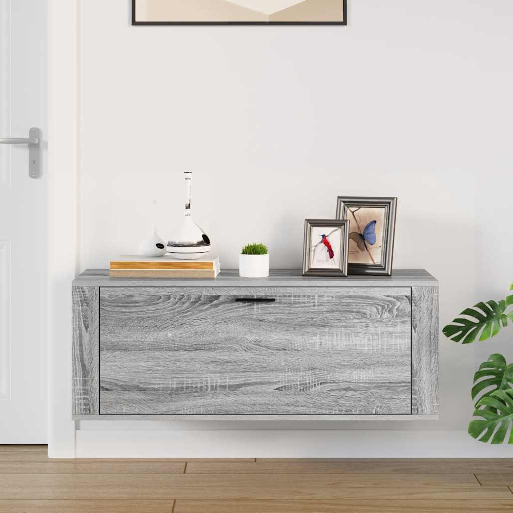 vidaXL Wand-Schuhschrank Grau Sonoma 100x35x38 cm Holzwerkstoff