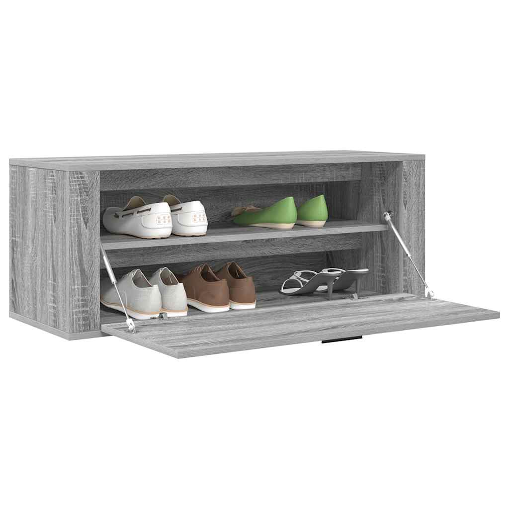 vidaXL Wand-Schuhschrank Grau Sonoma 100x35x38 cm Holzwerkstoff