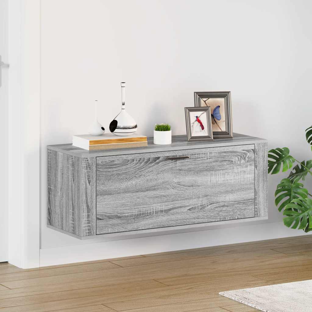 vidaXL Wand-Schuhschrank Grau Sonoma 100x35x38 cm Holzwerkstoff