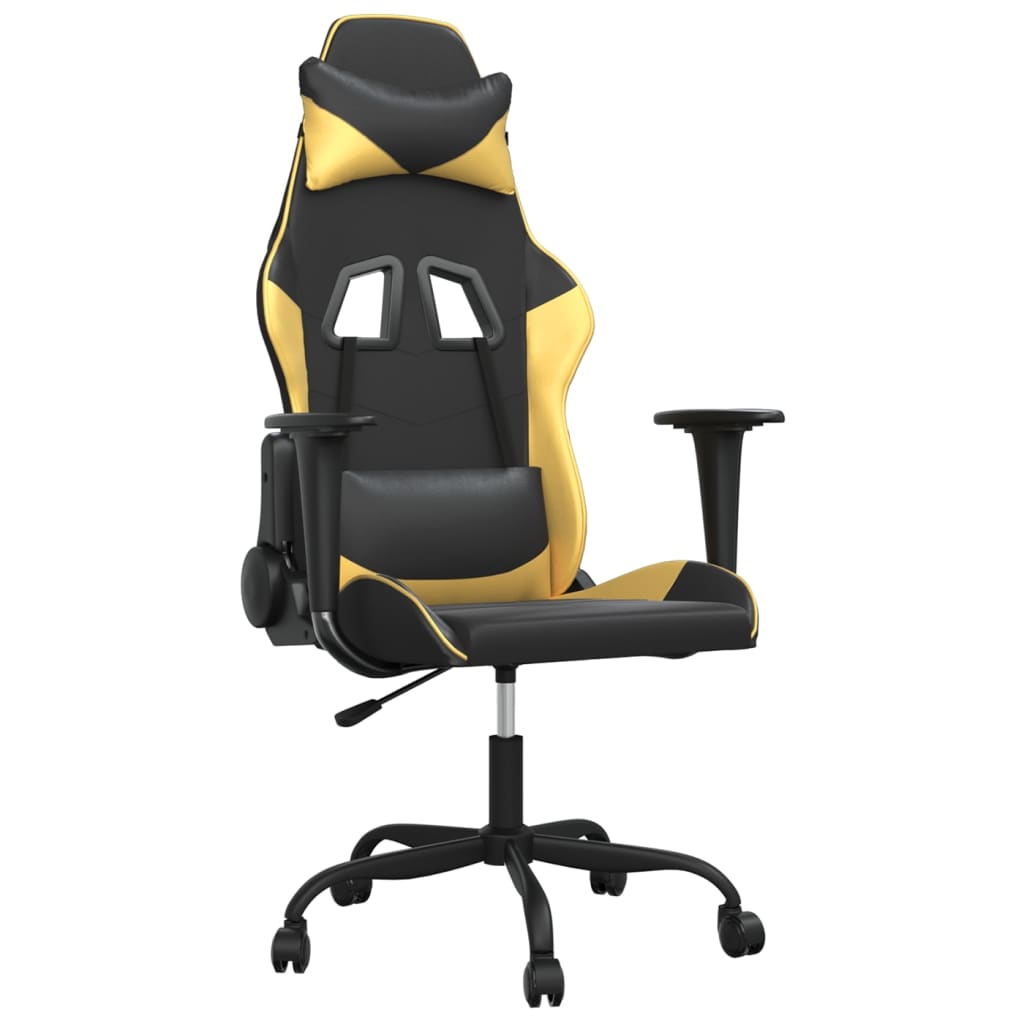vidaXL Gaming-Stuhl Schwarz und Golden Kunstleder