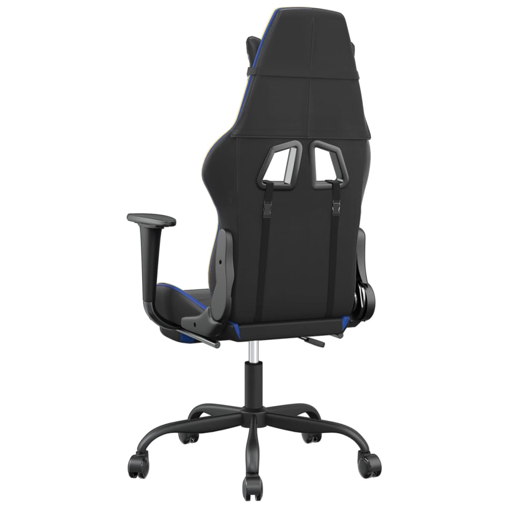 vidaXL Gaming-Stuhl mit Fußstütze Schwarz und Blau Kunstleder