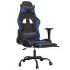 vidaXL Gaming-Stuhl mit Fußstütze Schwarz und Blau Kunstleder