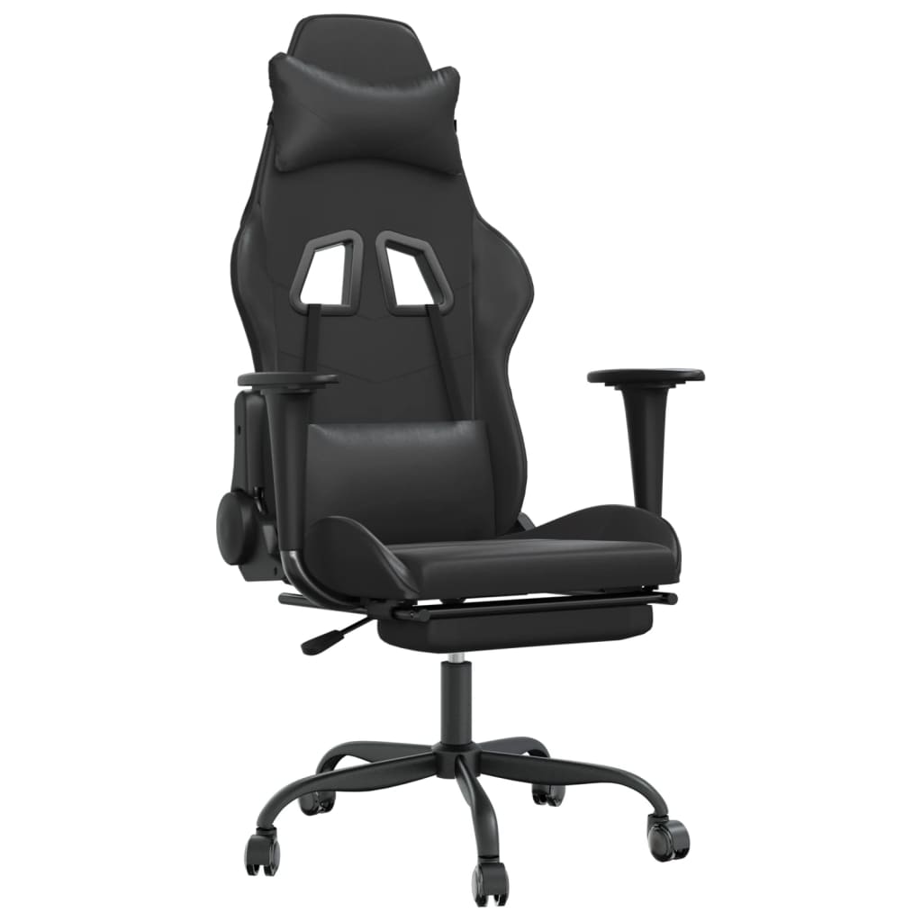 vidaXL Gaming-Stuhl mit Fußstütze Schwarz Kunstleder