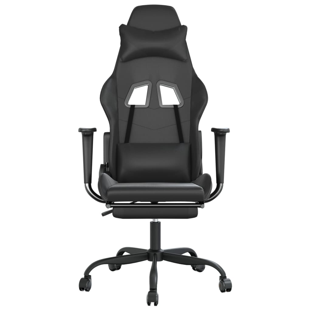 vidaXL Gaming-Stuhl mit Fußstütze Schwarz Kunstleder