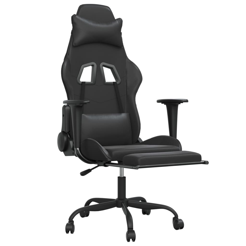 vidaXL Gaming-Stuhl mit Fußstütze Schwarz Kunstleder