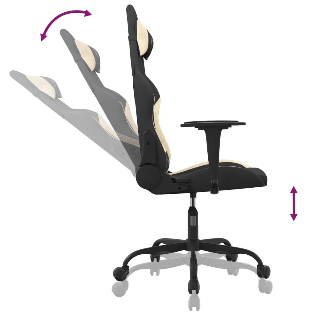 vidaXL Gaming-Stuhl Schwarz und Creme Stoff