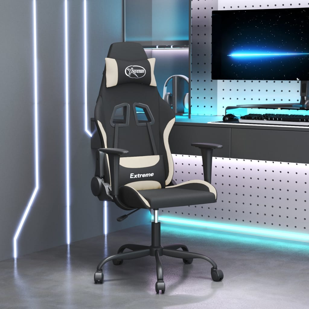 vidaXL Gaming-Stuhl Schwarz und Creme Stoff