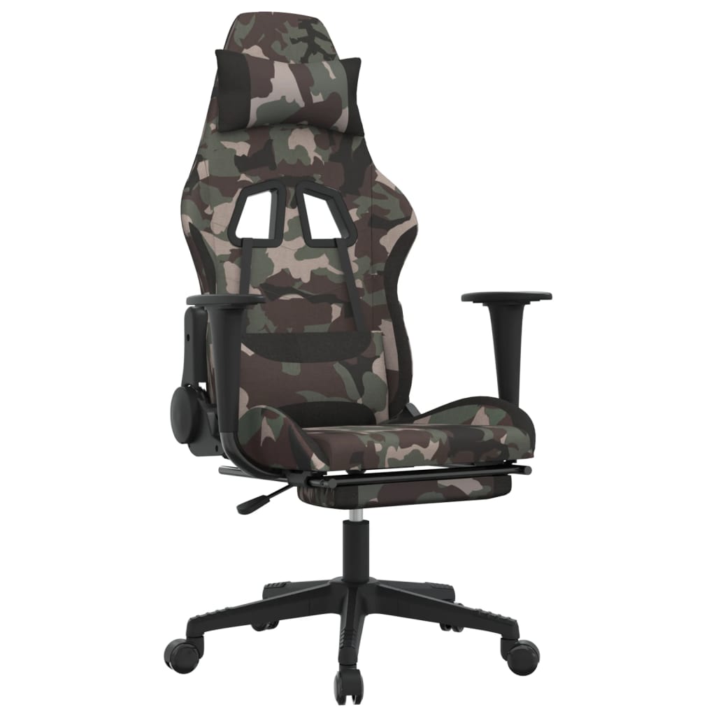 vidaXL Gaming-Stuhl mit Fußstütze Tarnfarben und Schwarz Stoff
