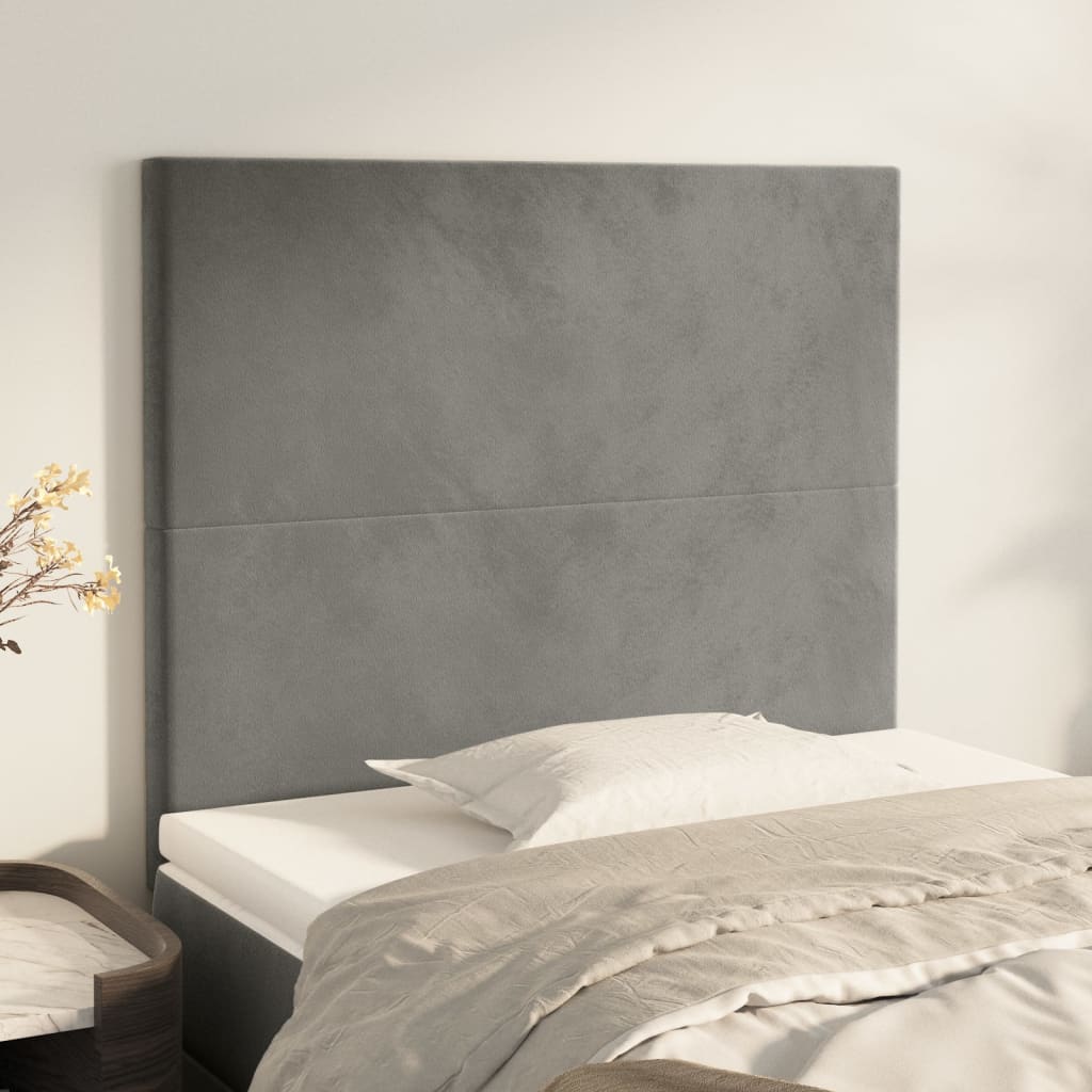 vidaXL Kopfteil Hellgrau 80x5x118/128 cm Samt
