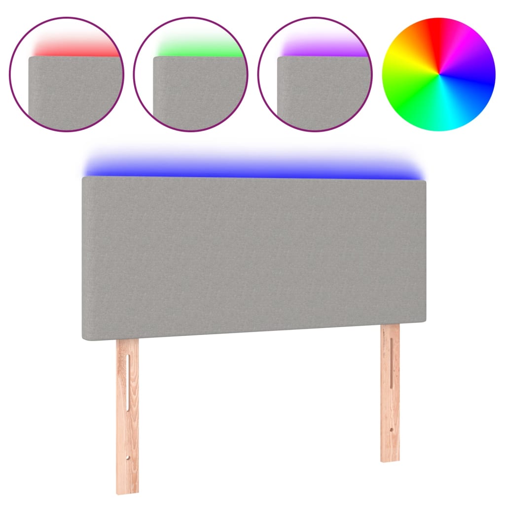 vidaXL LED Kopfteil Hellgrau Stoff