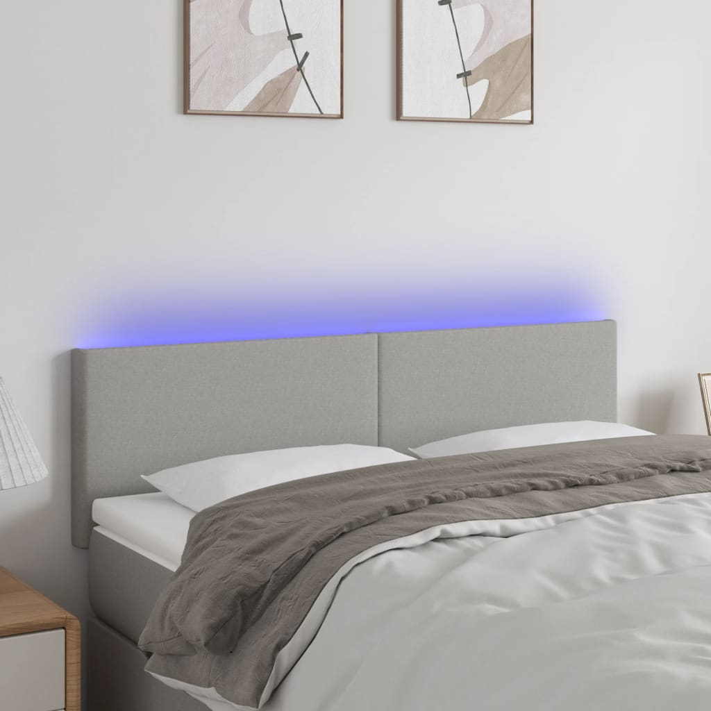 vidaXL LED Kopfteil Hellgrau Stoff