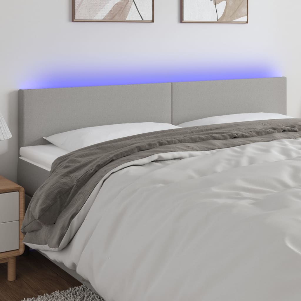 vidaXL LED Kopfteil Hellgrau Stoff