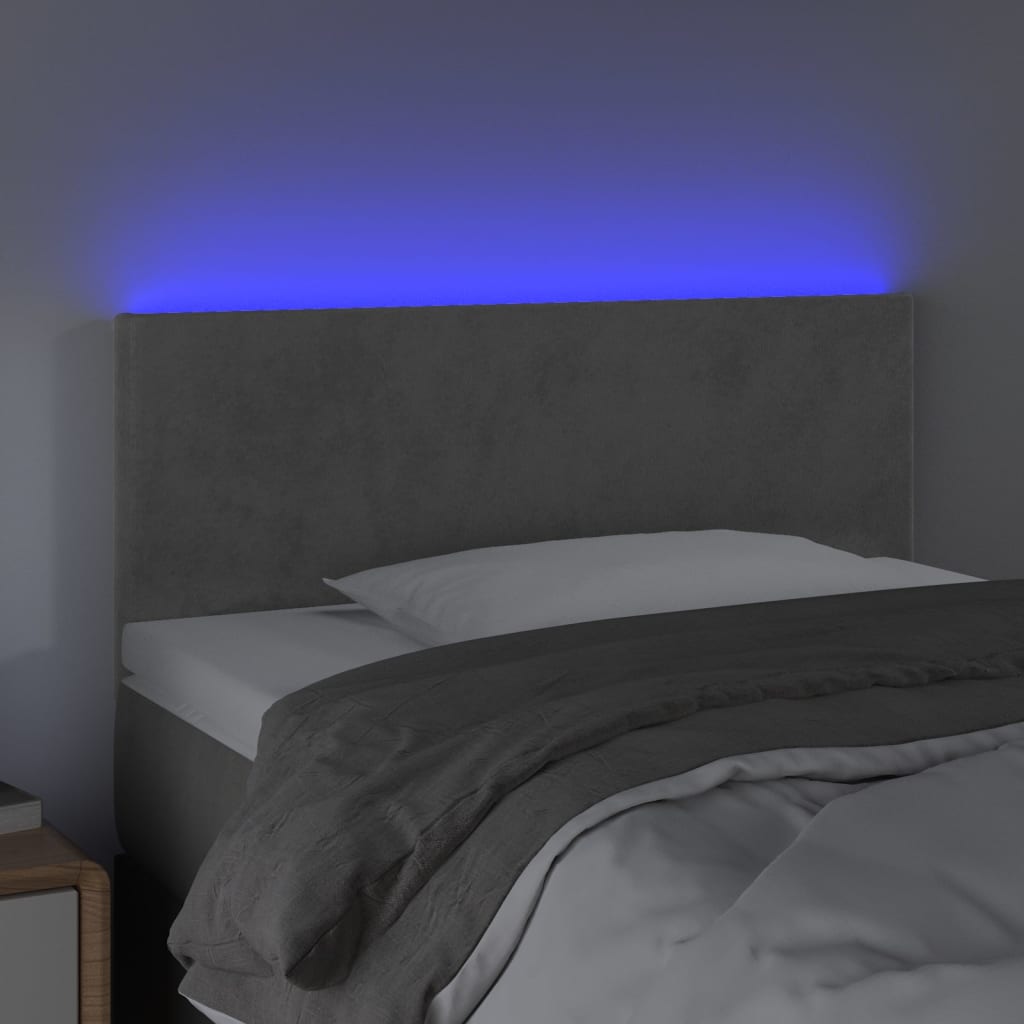 vidaXL LED Kopfteil Hellgrau 80x5x78/88 cm Samt