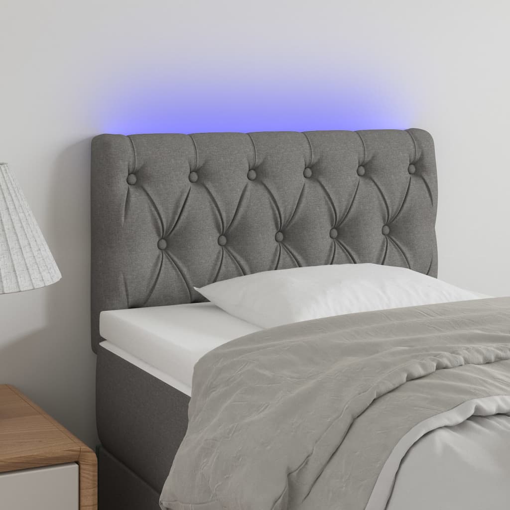 vidaXL LED Kopfteil Hellgrau Stoff