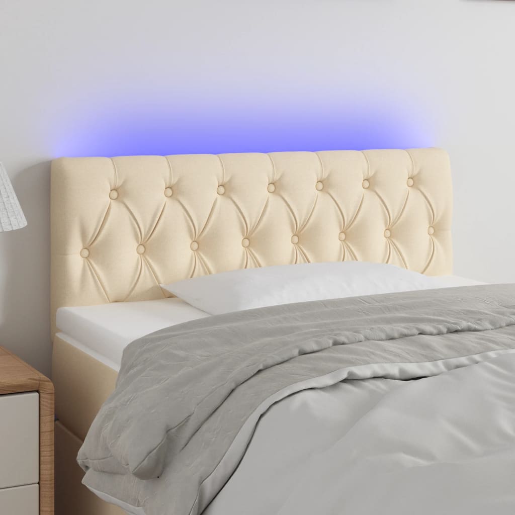 vidaXL LED Kopfteil Hellgrau Stoff