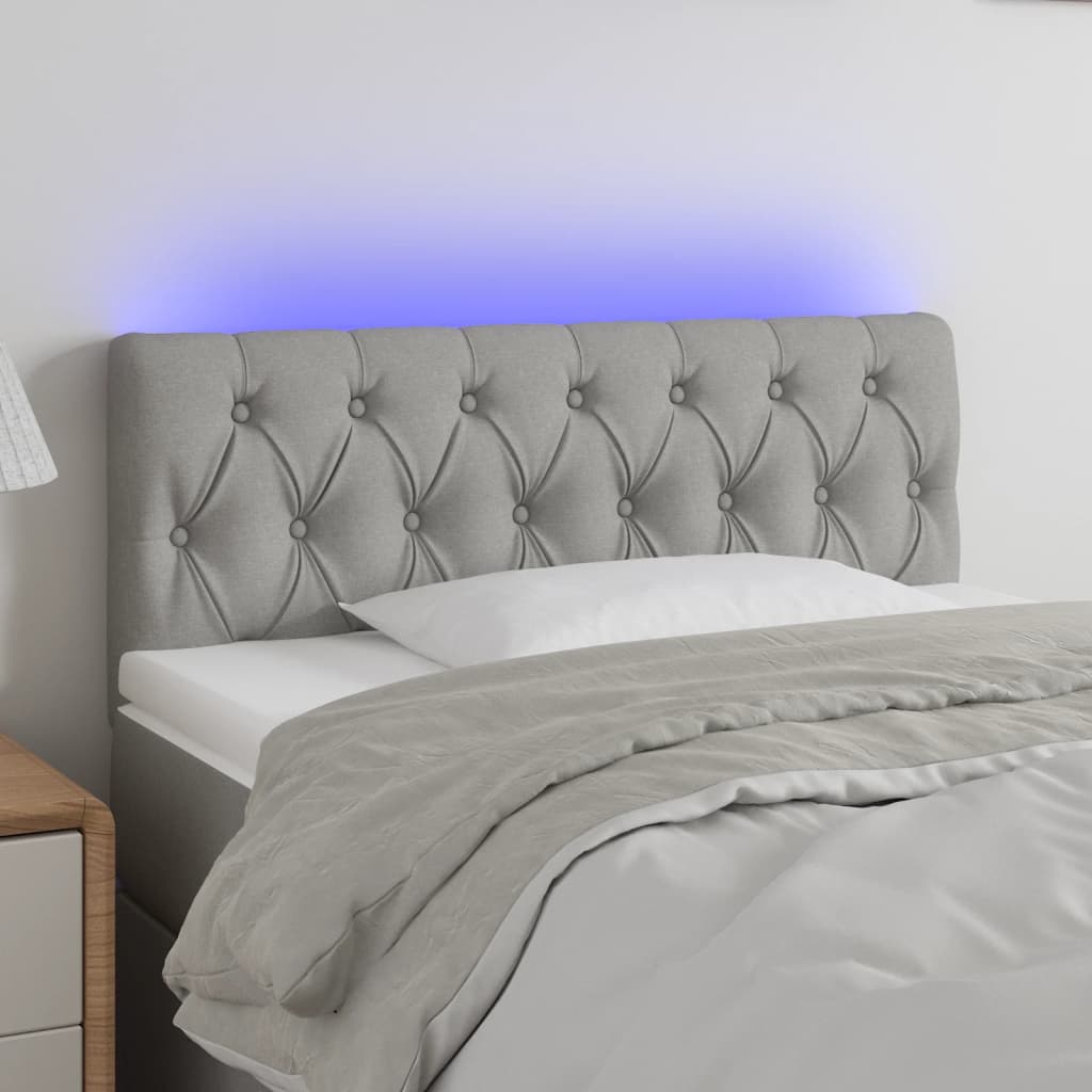 vidaXL LED Kopfteil Hellgrau Stoff