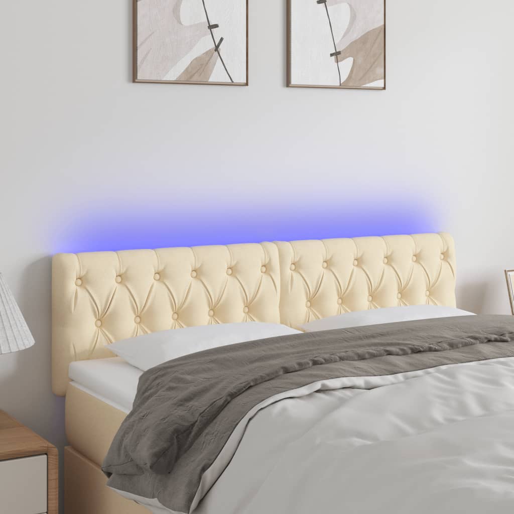 vidaXL LED Kopfteil Hellgrau Stoff