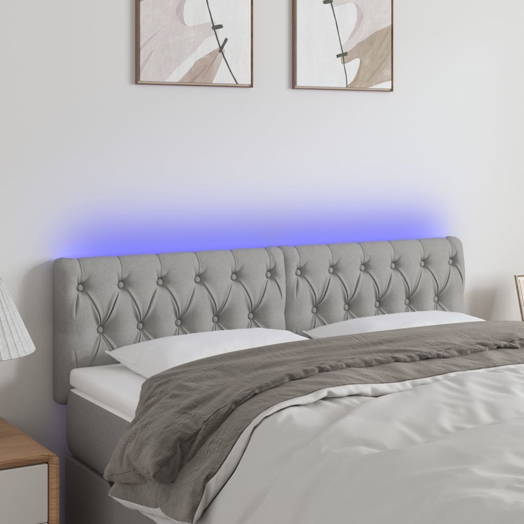 vidaXL LED Kopfteil Hellgrau Stoff
