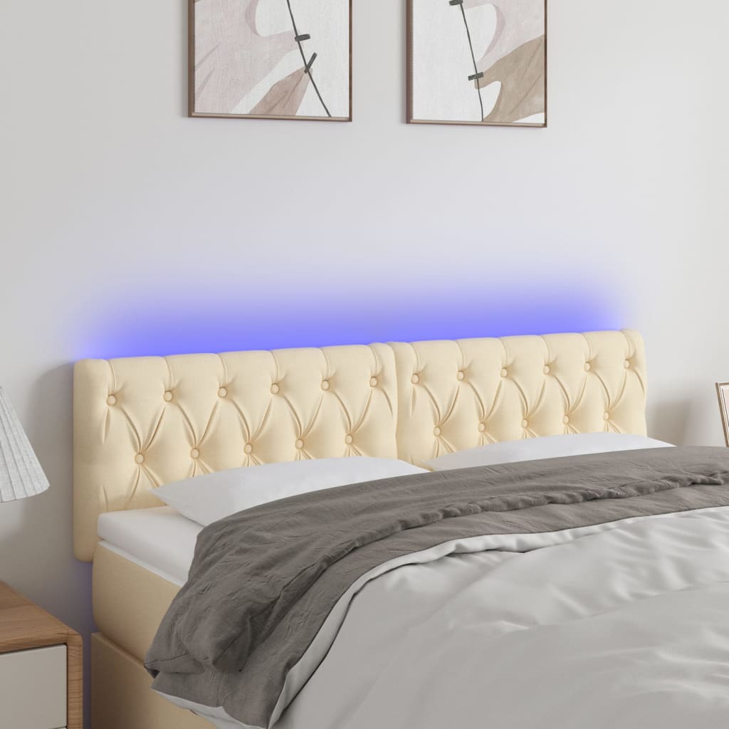 vidaXL LED Kopfteil Hellgrau Stoff