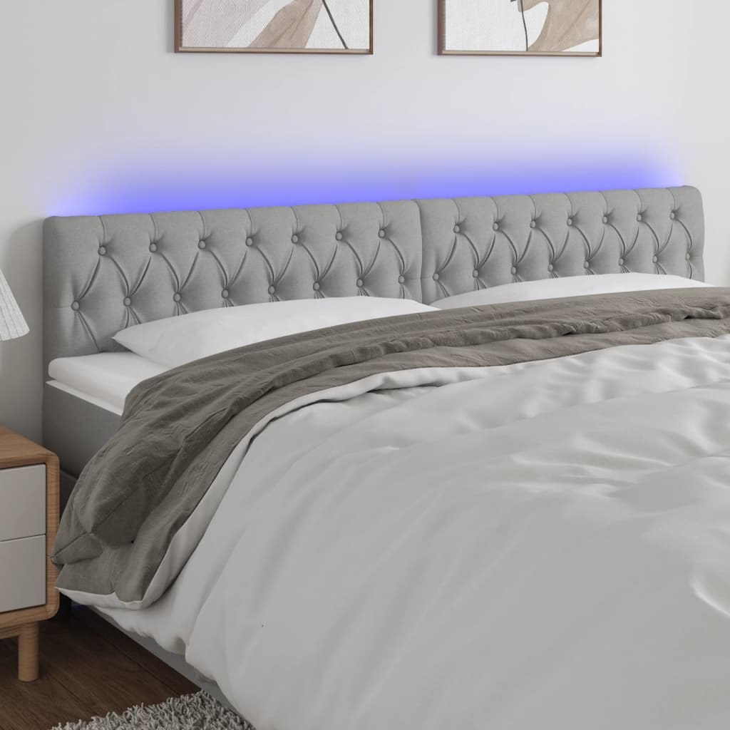 vidaXL LED Kopfteil Hellgrau Stoff