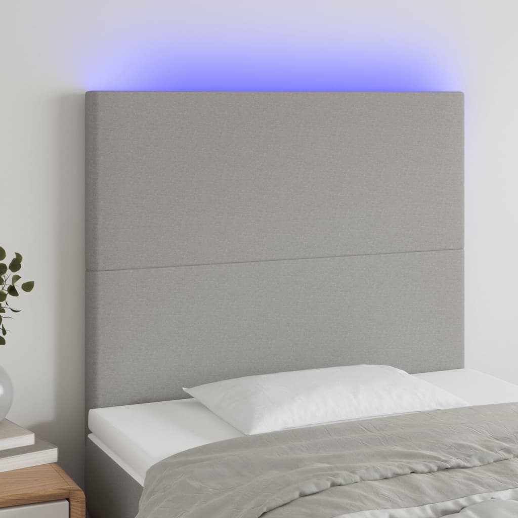 vidaXL LED Kopfteil Hellgrau Stoff