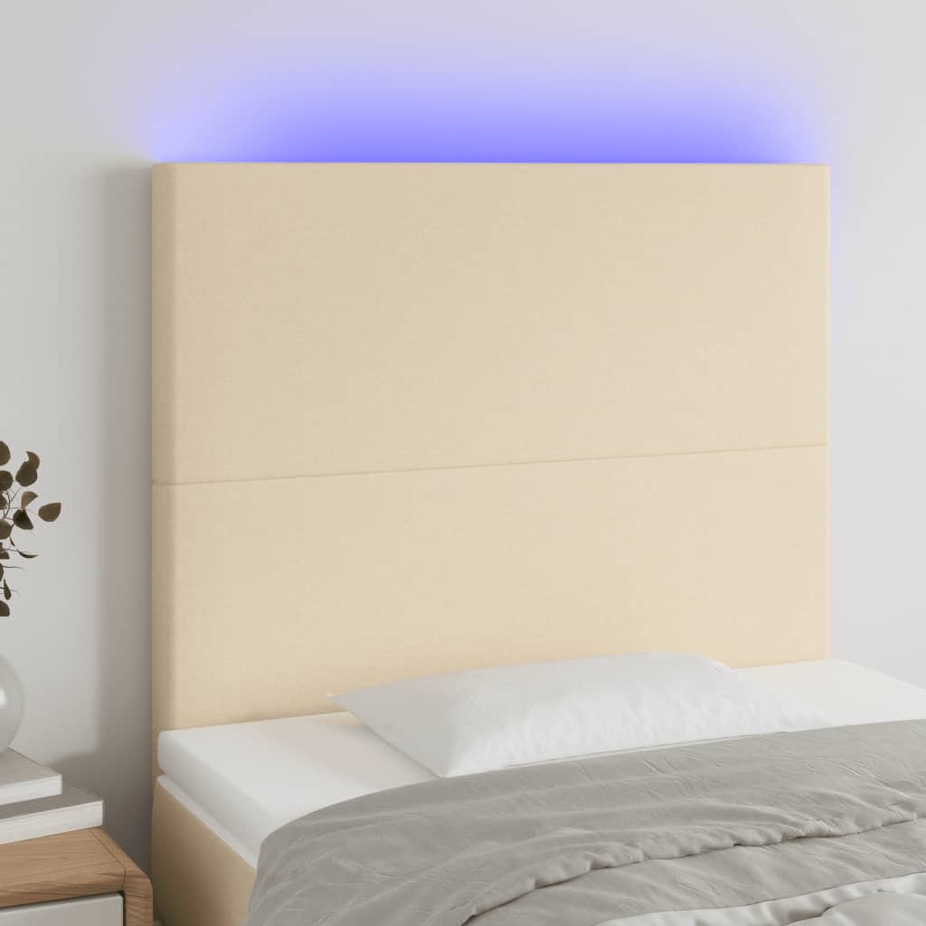 vidaXL LED Kopfteil Hellgrau Stoff