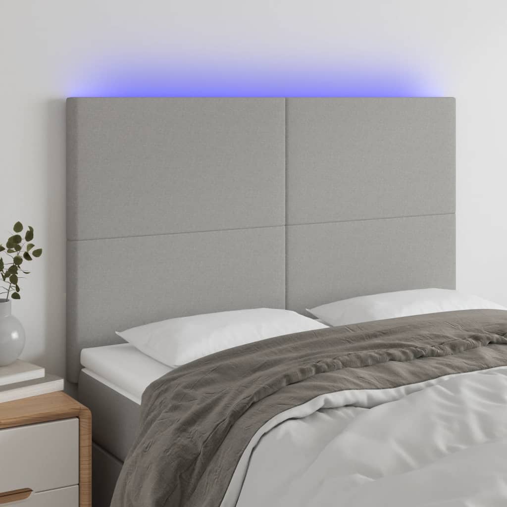 vidaXL LED Kopfteil Hellgrau Stoff